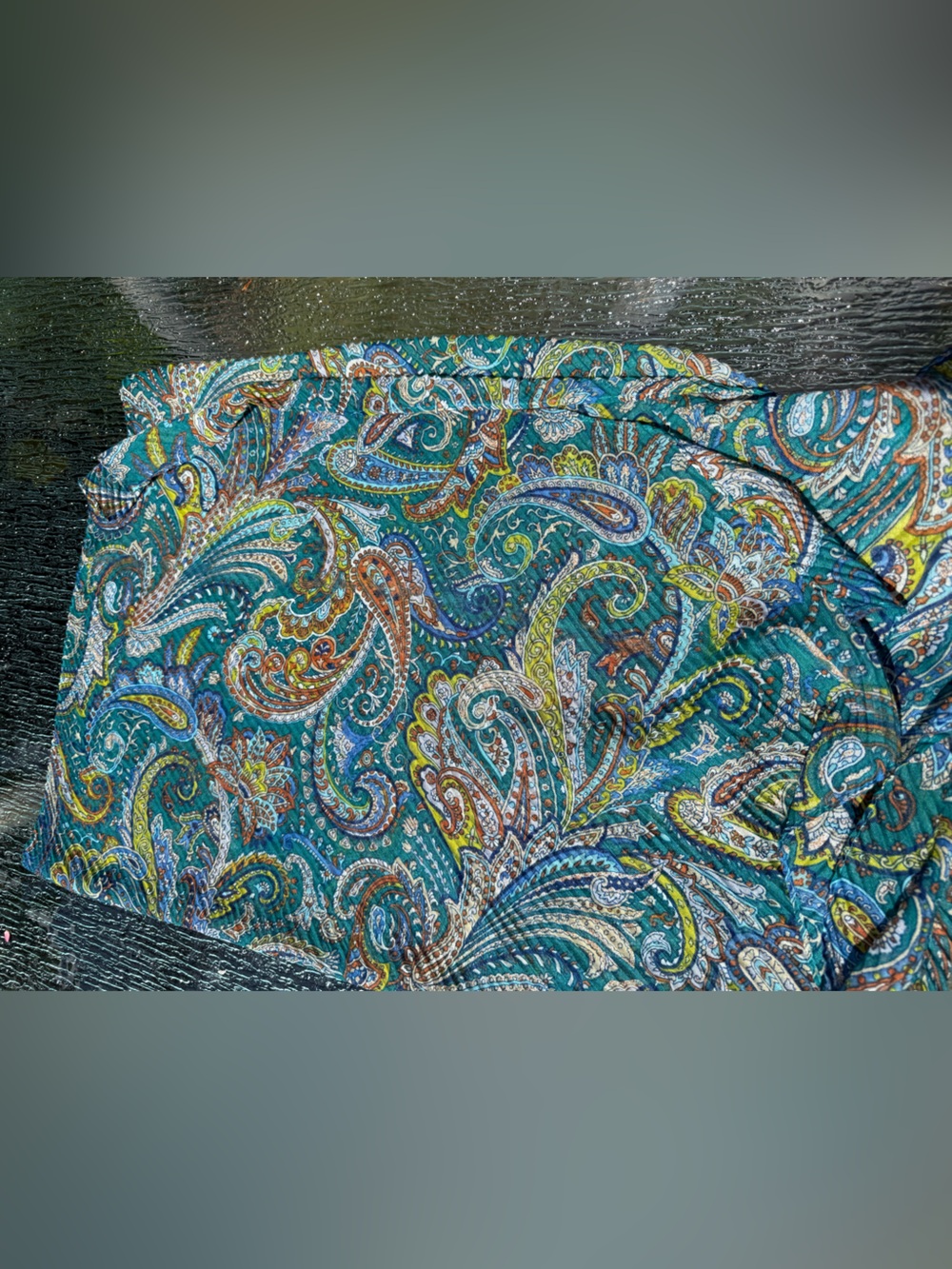 Teal Paisley one Size Scarf EUC